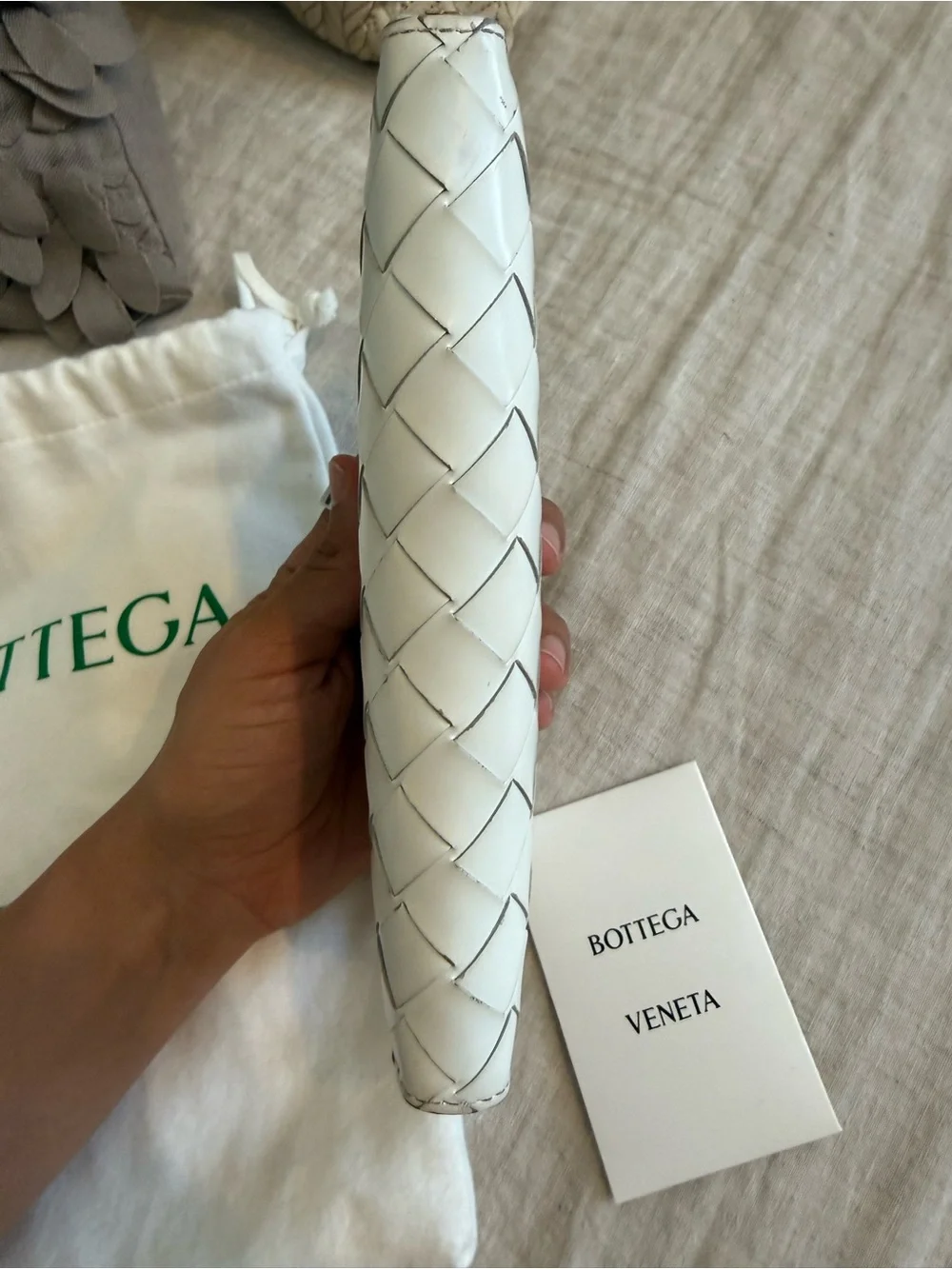 Bottega Veneta White  Zip Wallet
